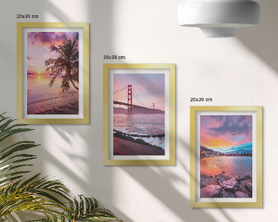 3-piece wall art set Sunsets over the bridge and waterscape