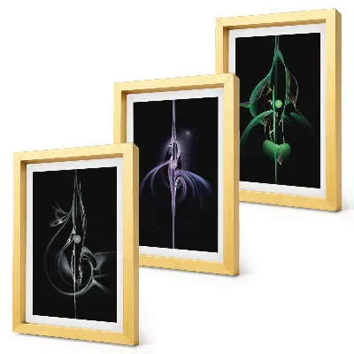Photo frame wall Abstract patterns in shades of black and color