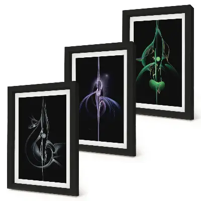 Photo frame wall Abstract patterns in shades of black and color