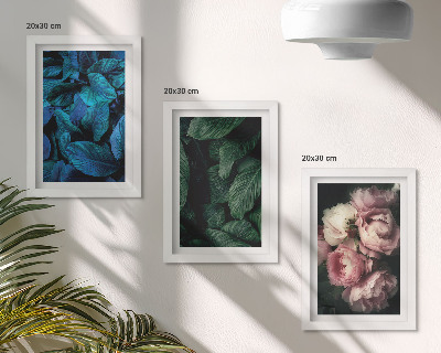 Framed triptych Leaves and flowers in different colors