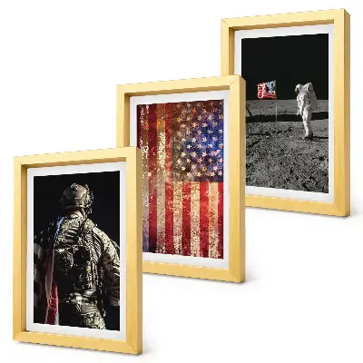 Photo frame wall gallery set with American flag theme