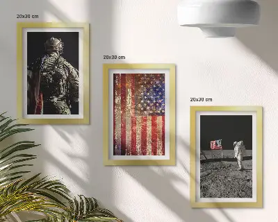 Photo frame wall gallery set with American flag theme