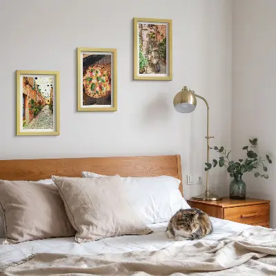 3-piece wall art set Charming streets with plants and Italian pizza