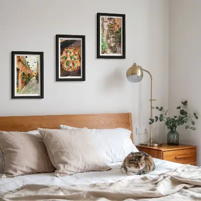 3-piece wall art set Charming streets with plants and Italian pizza
