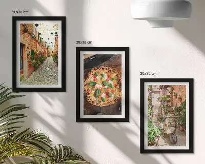 3-piece wall art set Charming streets with plants and Italian pizza