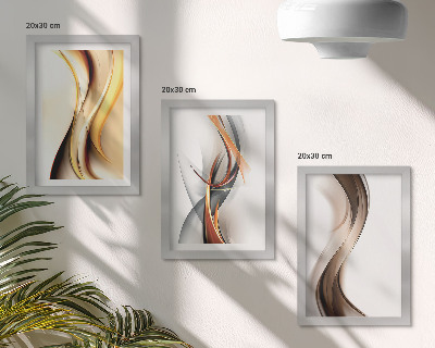 Photo frame wall Waves in shades of yellow, gray and brown