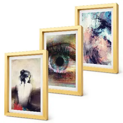 Framed triptych Portrait of a woman eye abstract colors emotions
