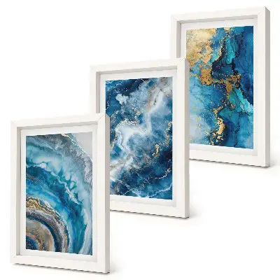 3-piece abstract wall art set blue patterns