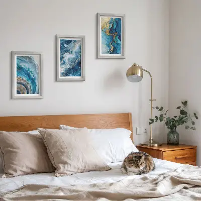 3-piece abstract wall art set blue patterns