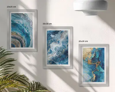 3-piece abstract wall art set blue patterns