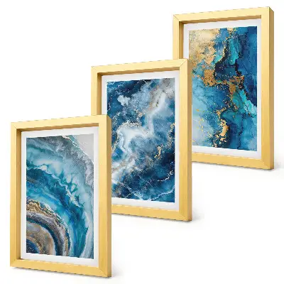 3-piece abstract wall art set blue patterns