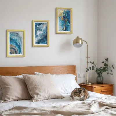 3-piece abstract wall art set blue patterns