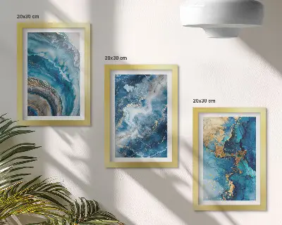3-piece abstract wall art set blue patterns