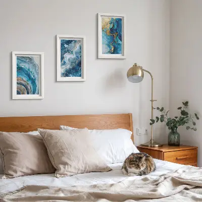 3-piece abstract wall art set blue patterns