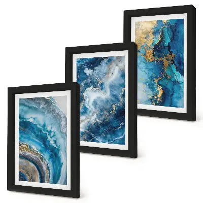3-piece abstract wall art set blue patterns