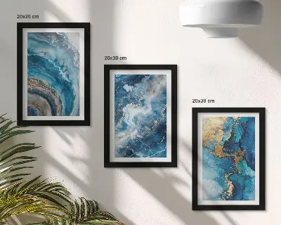 3-piece abstract wall art set blue patterns