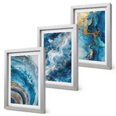 3-piece abstract wall art set blue patterns