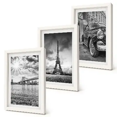 3-piece wall art set City views, bridges, Eiffel Tower, classic car