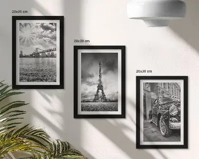 3-Piece Wall Art Set city views with bridges, the Eiffel Tower, and a classic car