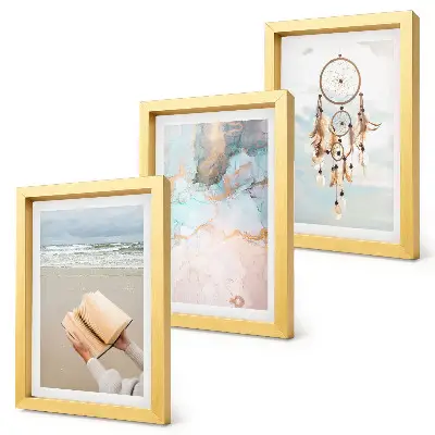 Photo frame wall gallery set with abstract sea, reading book, and boho dream catcher prints