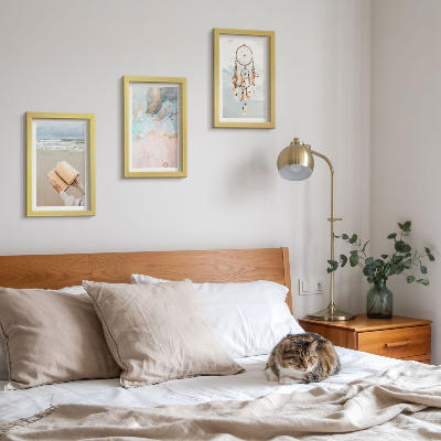 Photo frame wall Abstract sea reading book and boho dream catcher