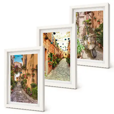 3-piece wall art set charming Italian street scene with flowers