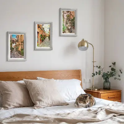 3-piece wall art set Charming streets with flowers in an Italian atmosphere