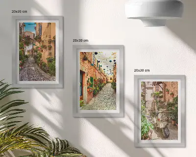 3-piece wall art set charming Italian street scene with flowers