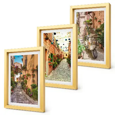 3-piece wall art set charming Italian street scene with flowers