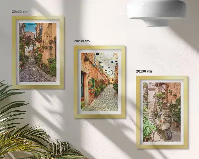 3-piece wall art set charming Italian street scene with flowers