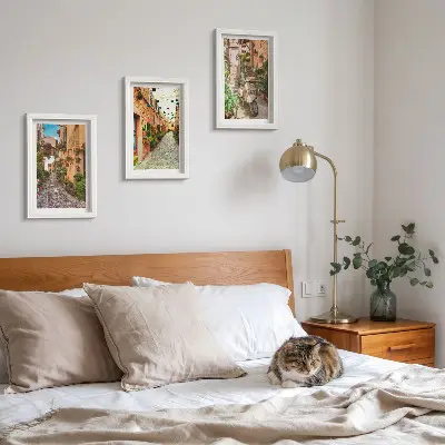 3-piece wall art set Charming streets with flowers in an Italian atmosphere
