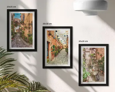 3-piece wall art set charming Italian street scene with flowers