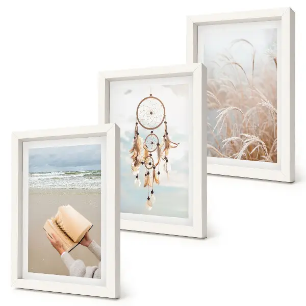 Photo frame wall gallery set peaceful landscapes and delicate summer views in boho style