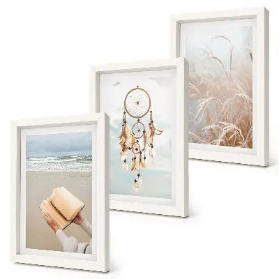 Photo frame wall gallery set peaceful landscapes and delicate summer views in boho style