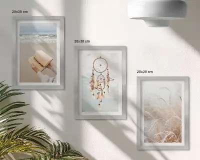 Photo frame wall gallery set peaceful landscapes and delicate summer views in boho style