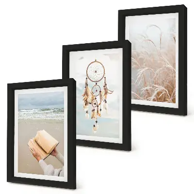 Photo frame wall gallery set peaceful landscapes and delicate summer views in boho style