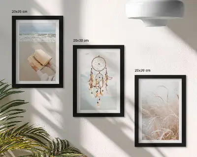 Photo frame wall gallery set peaceful landscapes and delicate summer views in boho style