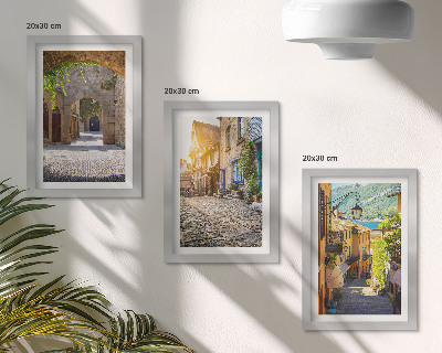 Framed triptych Charming streets with stone buildings and gates