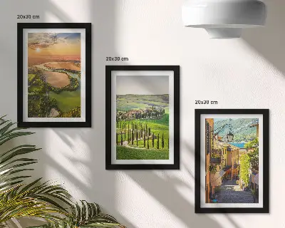 3-piece wall art set featuring Italian landscapes with a river, hills and a city street