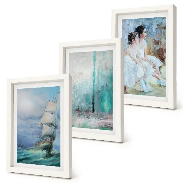 Photo frame wall ship at sea and abstract dancer portrait