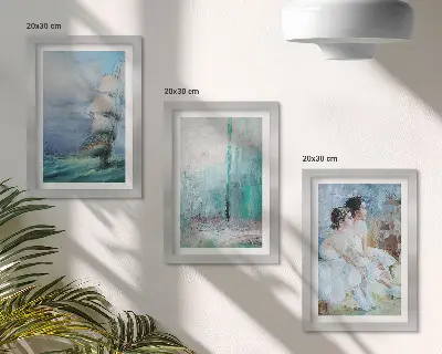 Photo frame wall ship at sea and abstract dancer portrait