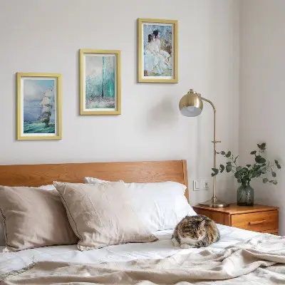 Photo frame wall ship at sea and abstract dancer portrait