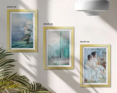 Photo frame wall ship at sea and abstract dancer portrait
