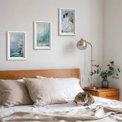 Photo frame wall ship at sea and abstract dancer portrait