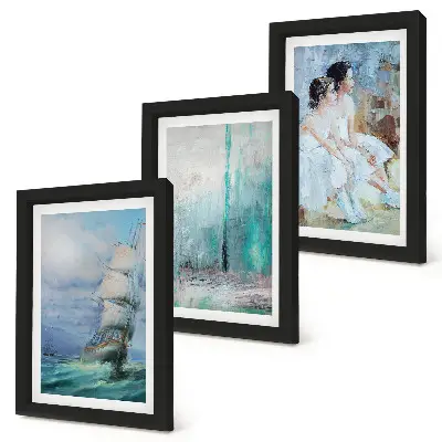 Photo frame wall ship at sea and abstract dancer portrait