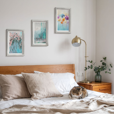 3-piece wall art set Flowers against a background of pastel colors and delicate patterns