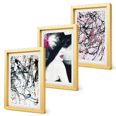 Photo frame wall gallery set abstract paint patterns of a woman in a hat