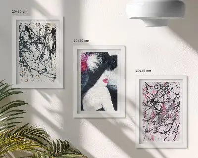 Photo frame wall Abstract paint patterns woman in hat