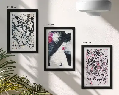 Photo frame wall Abstract paint patterns woman in hat