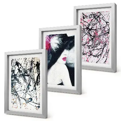 Photo frame wall gallery set abstract paint patterns of a woman in a hat